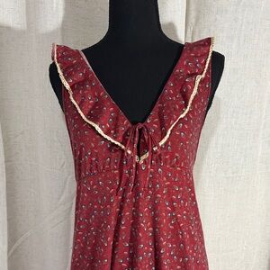 Vintage 70s/80s Ocello Women’s Burgundy Floral Sleeveless Maxi Dress